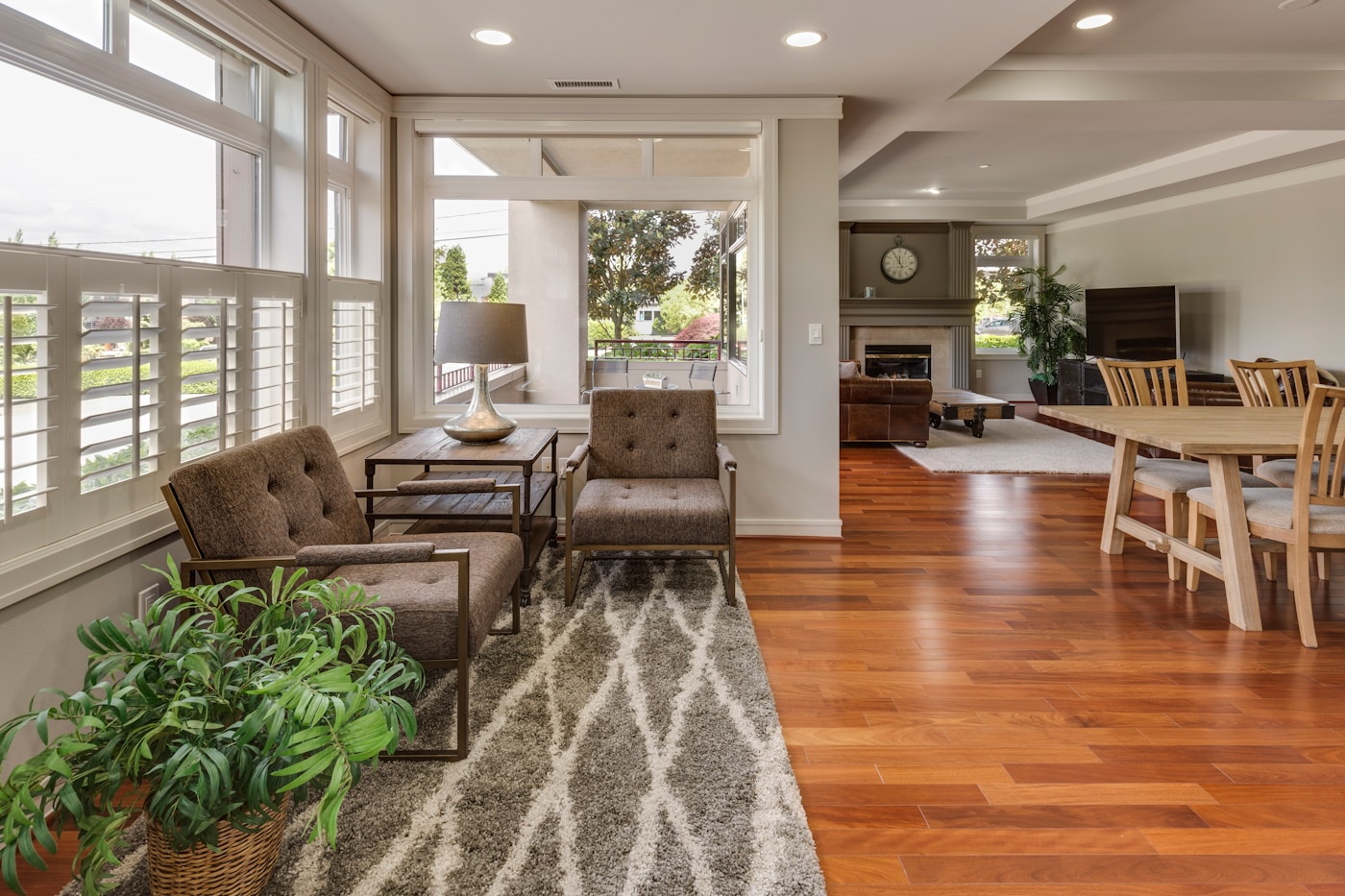 Elegant living room interior with curated furniture